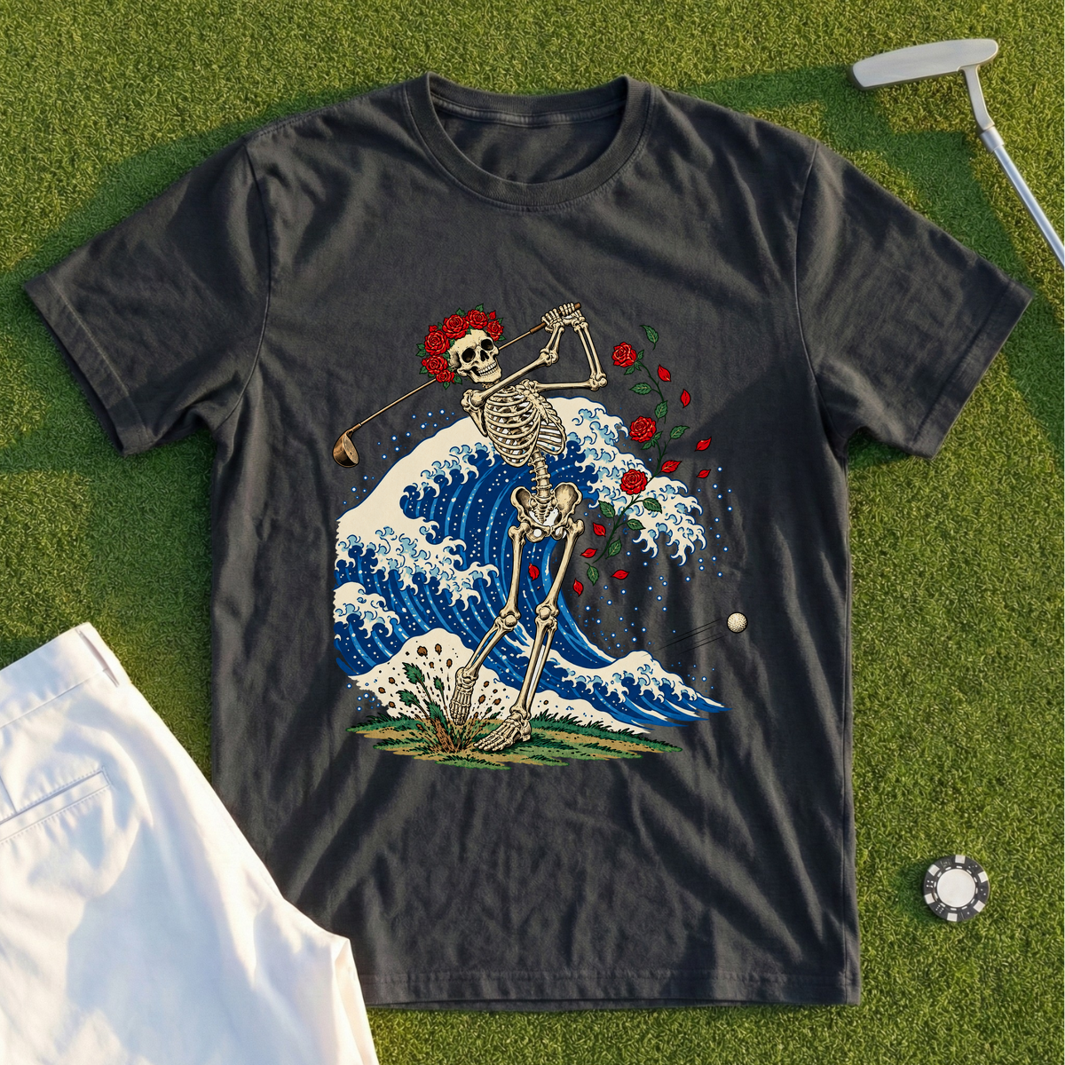 Rose Skeleton Great Wave Tee