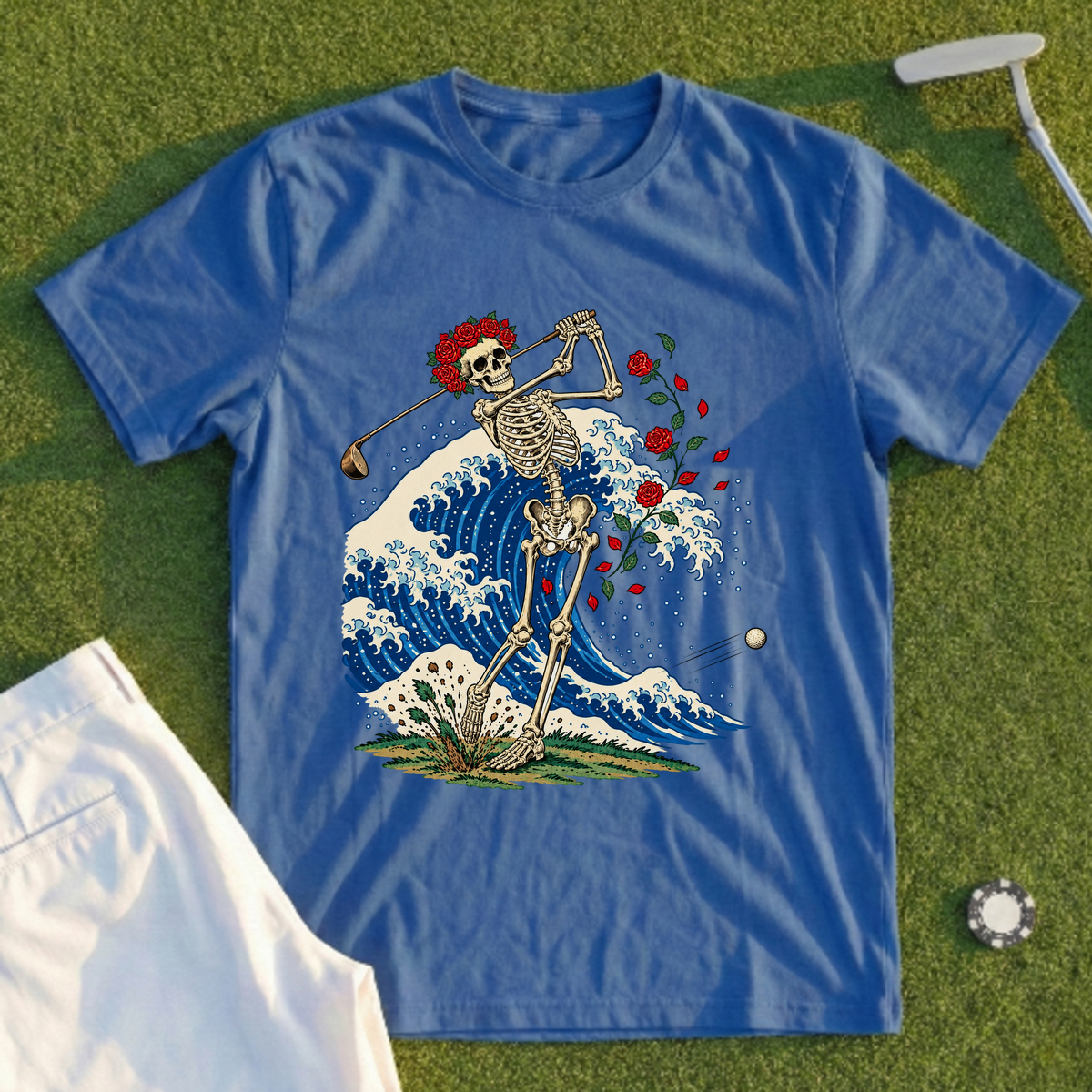 Rose Skeleton Great Wave Tee