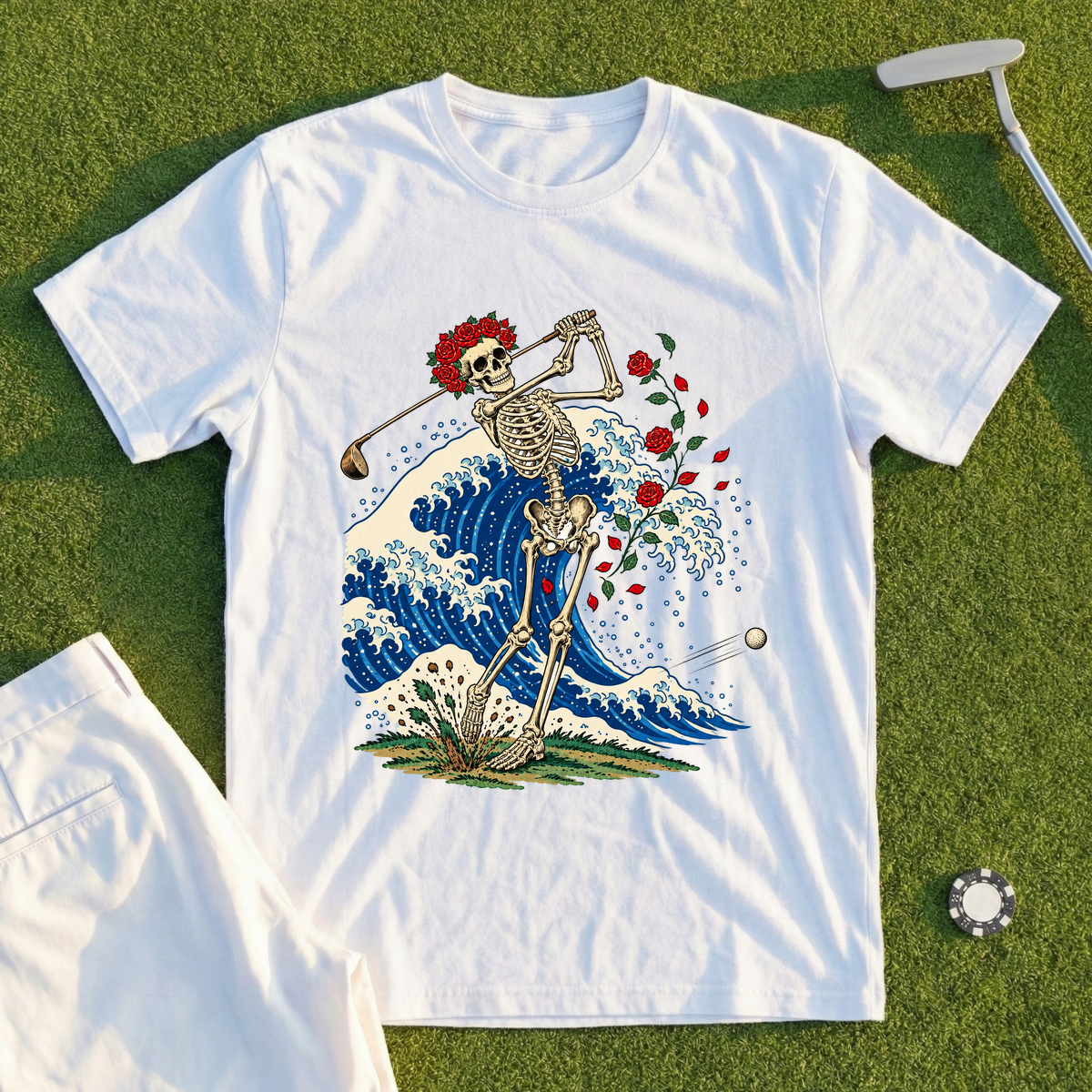 Rose Skeleton Great Wave Tee
