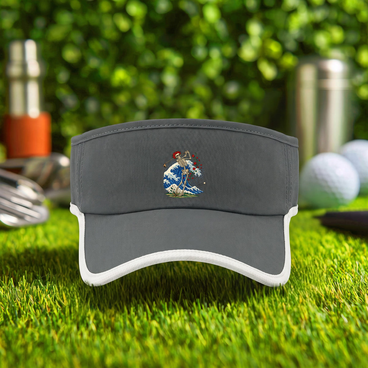 Rose Skeleton Great Wave Visor in Dark Grey