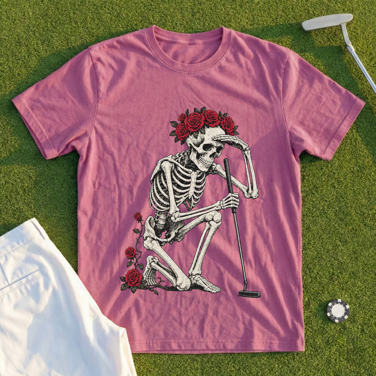 Rose Skeleton Green Read Tee