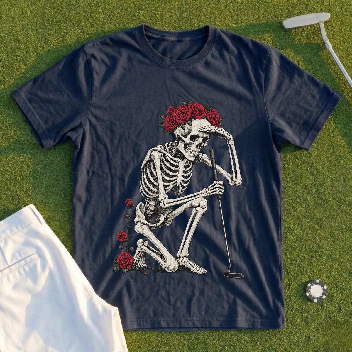 Rose Skeleton Green Read Tee