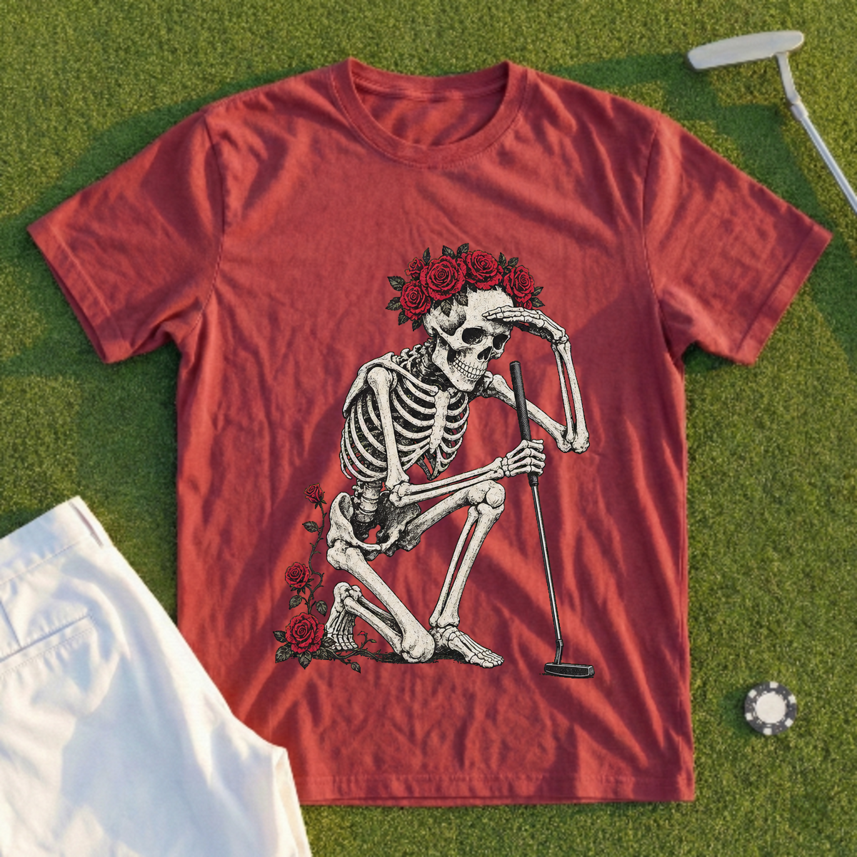 Rose Skeleton Green Read Tee