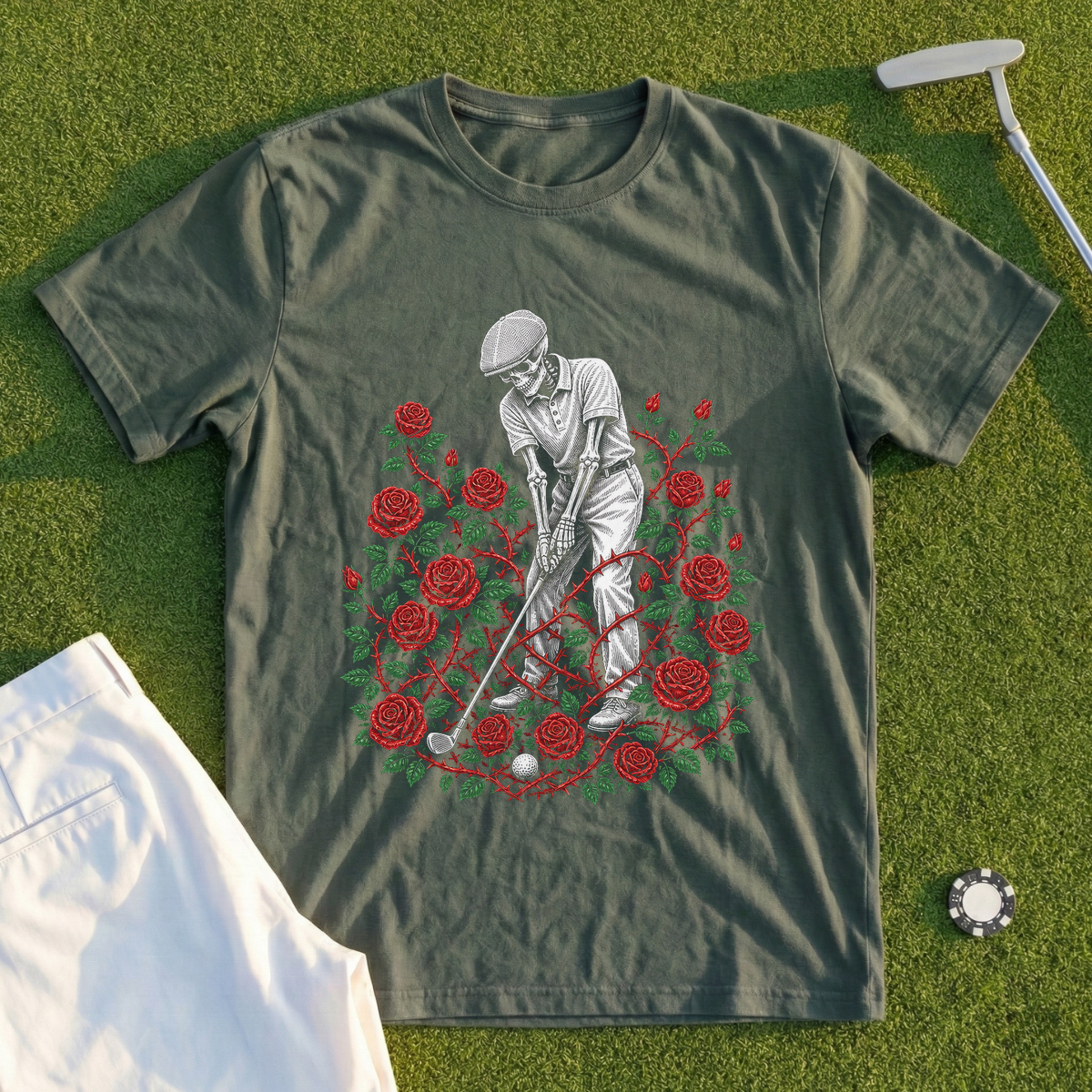 Rose Skeleton In The Rough Tee