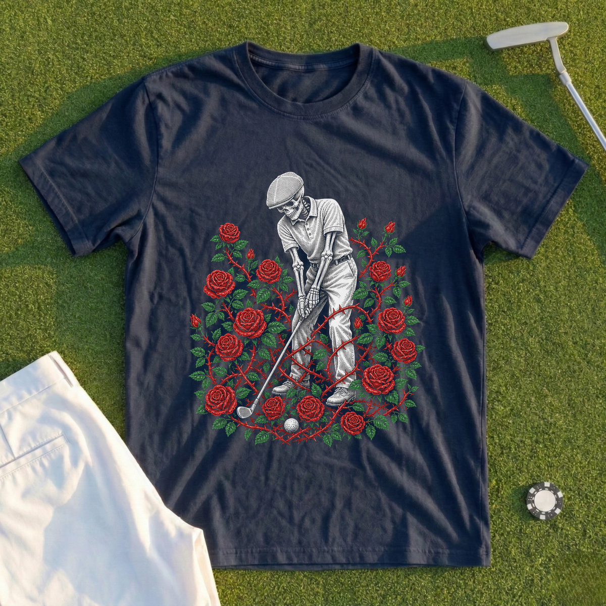 Rose Skeleton In The Rough Tee
