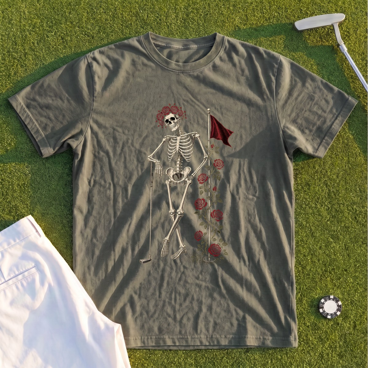 Rose Skeleton Leaning Premium Tee