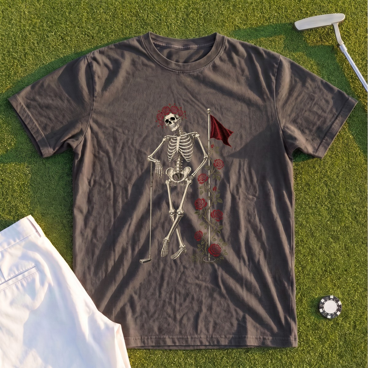 Rose Skeleton Leaning Premium Tee