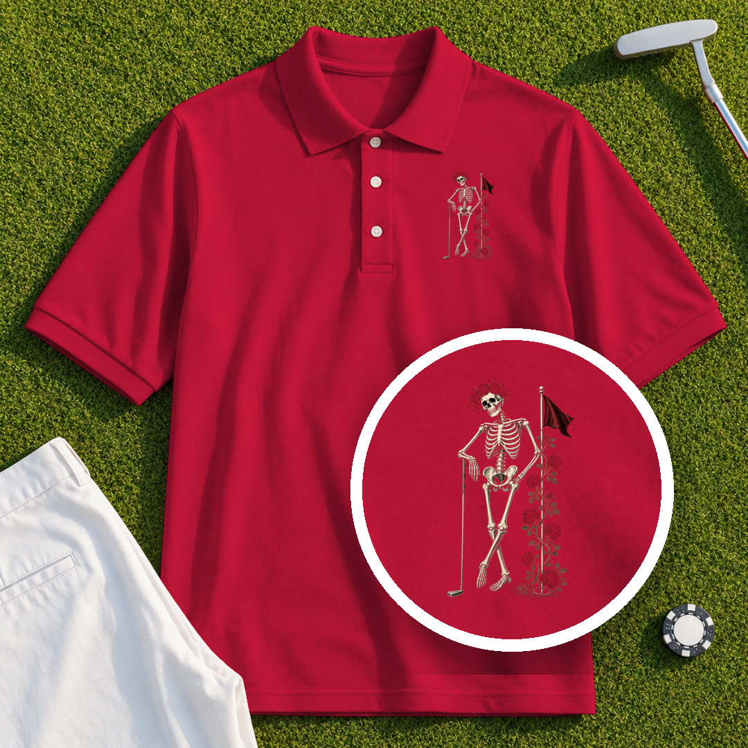 Rose Skeleton Leaning Performance Polo