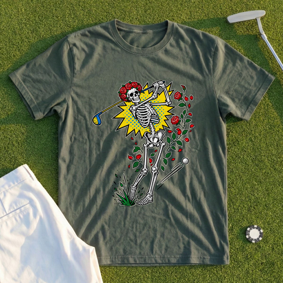 Rose Skeleton Pop Art Tee