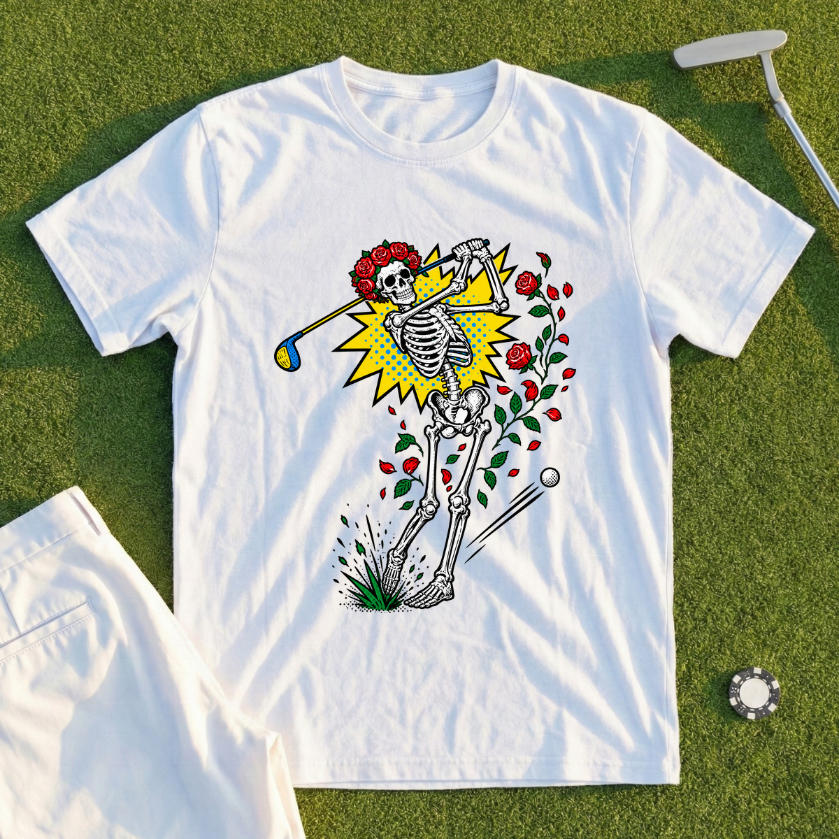 Rose Skeleton Pop Art Tee