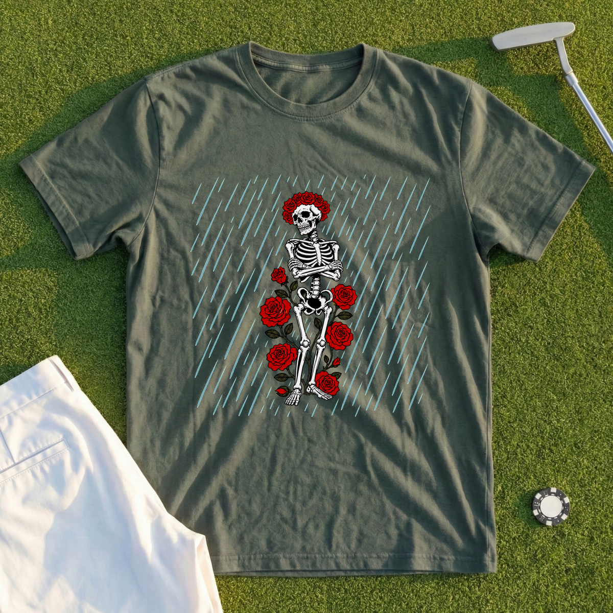 Rose Skeleton's Rain Delay Tee