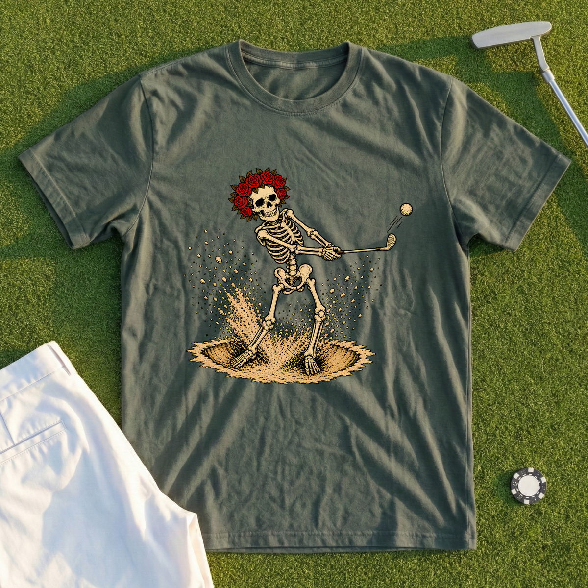 Rose Skeleton Sand Blast Tee