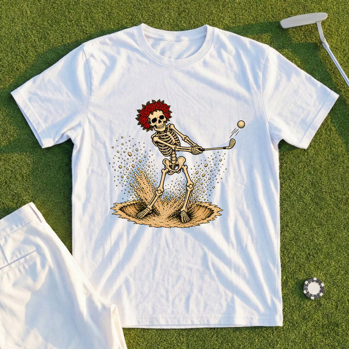 Rose Skeleton Sand Blast Tee