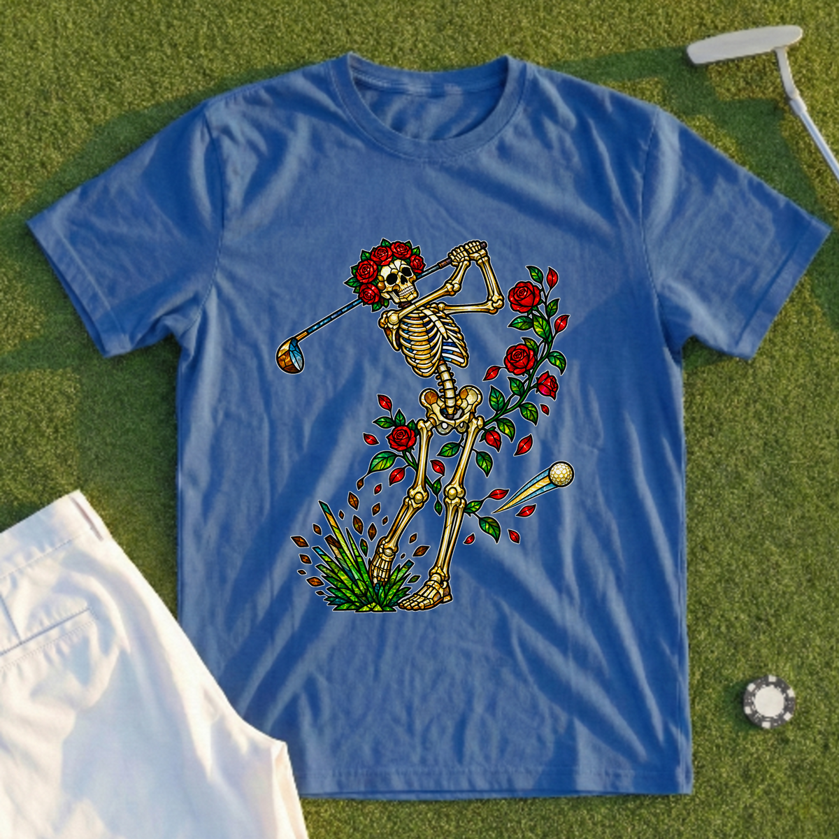 Rose Skeleton Stained Glass Tee
