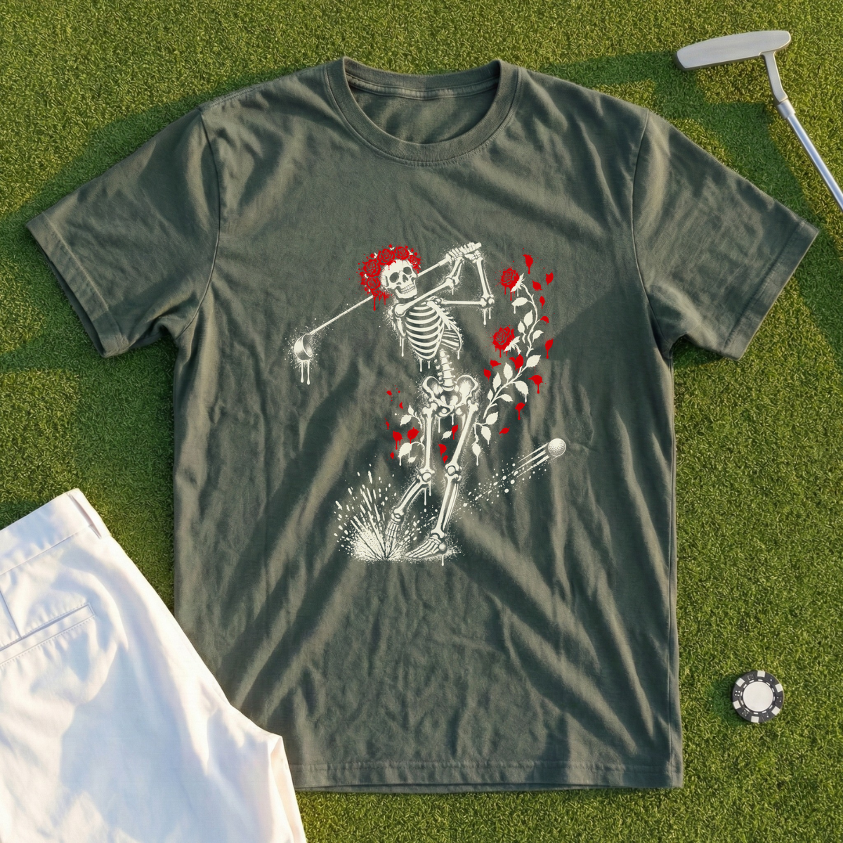 Rose Skeleton Street Art Tee