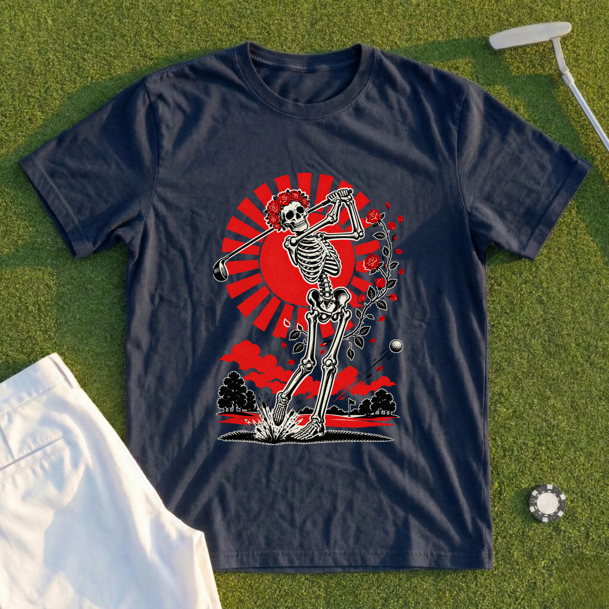 Rose Skeleton Sunburst Tee