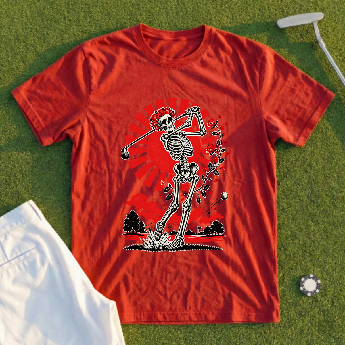 Rose Skeleton Sunburst Tee