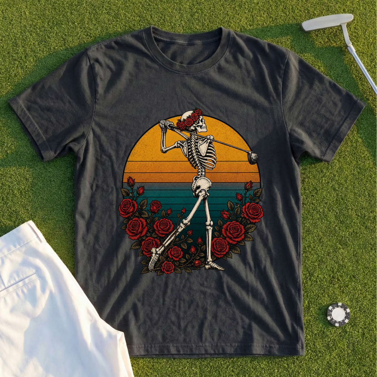 Rose Skeleton Sunset Finish Tee