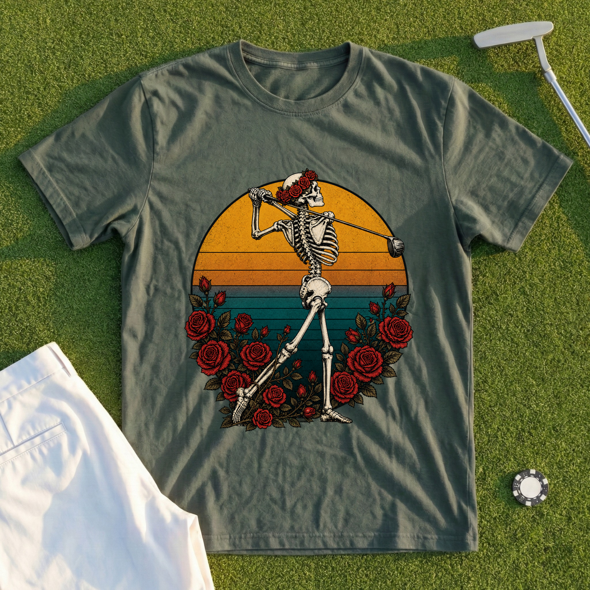 Rose Skeleton Sunset Finish Tee