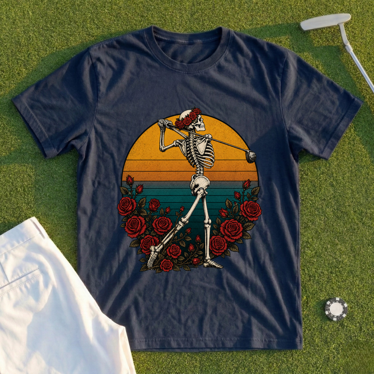 Rose Skeleton Sunset Finish Tee