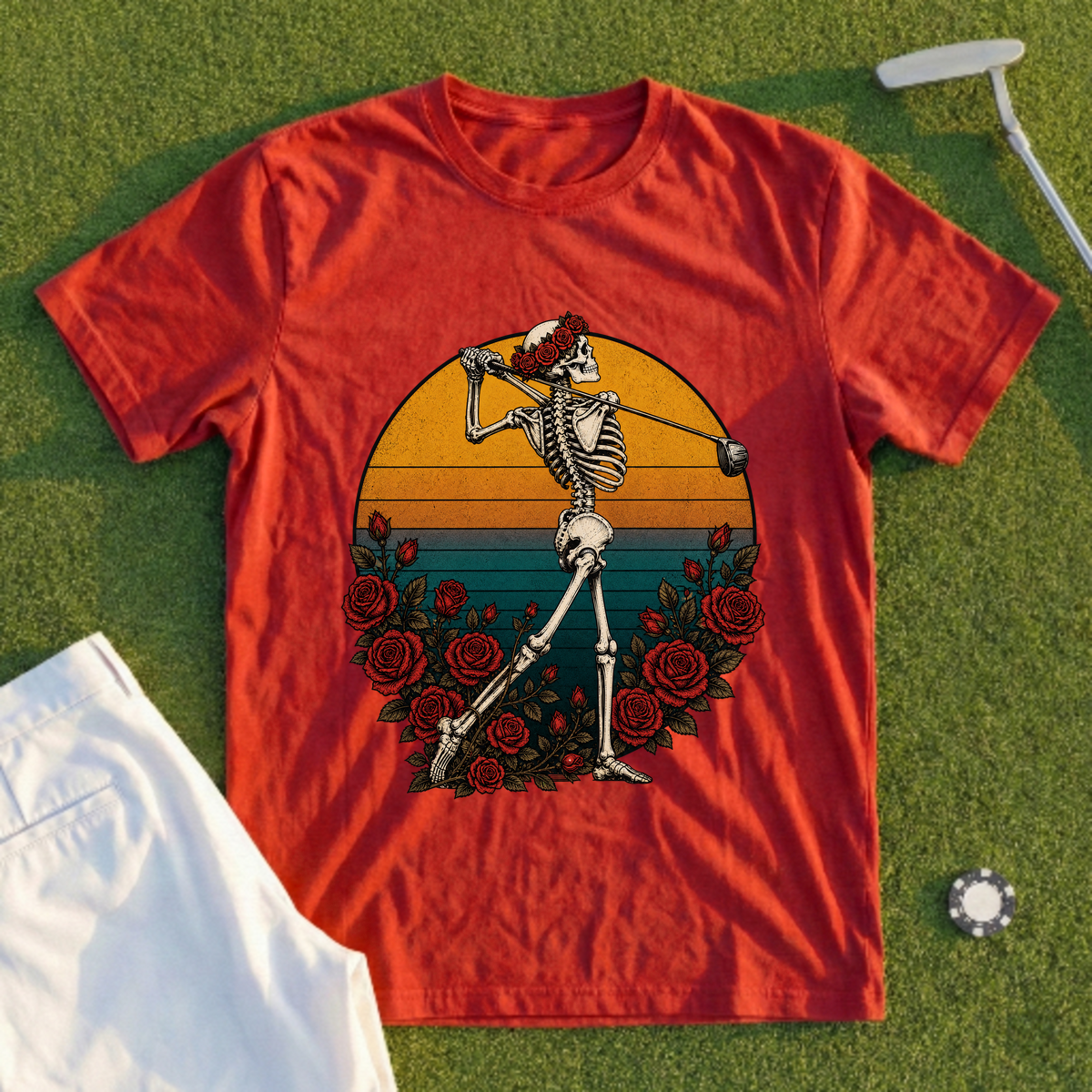 Rose Skeleton Sunset Finish Tee