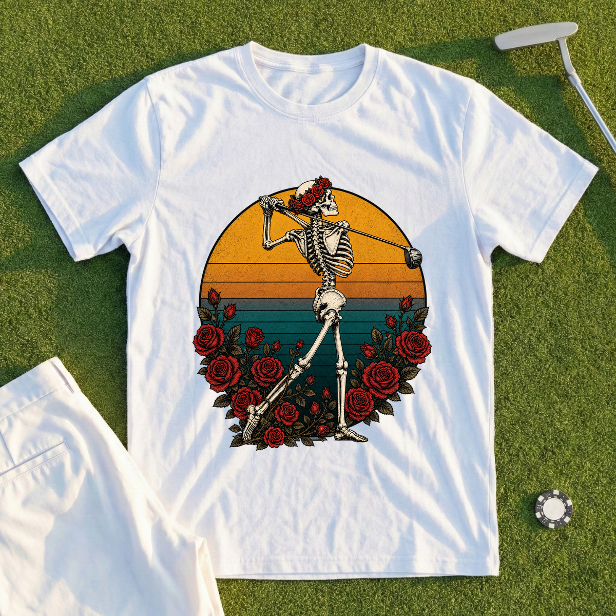 Rose Skeleton Sunset Finish Tee