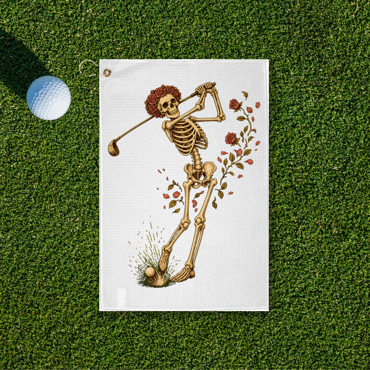 Rose Skeleton Swing Golf Towel