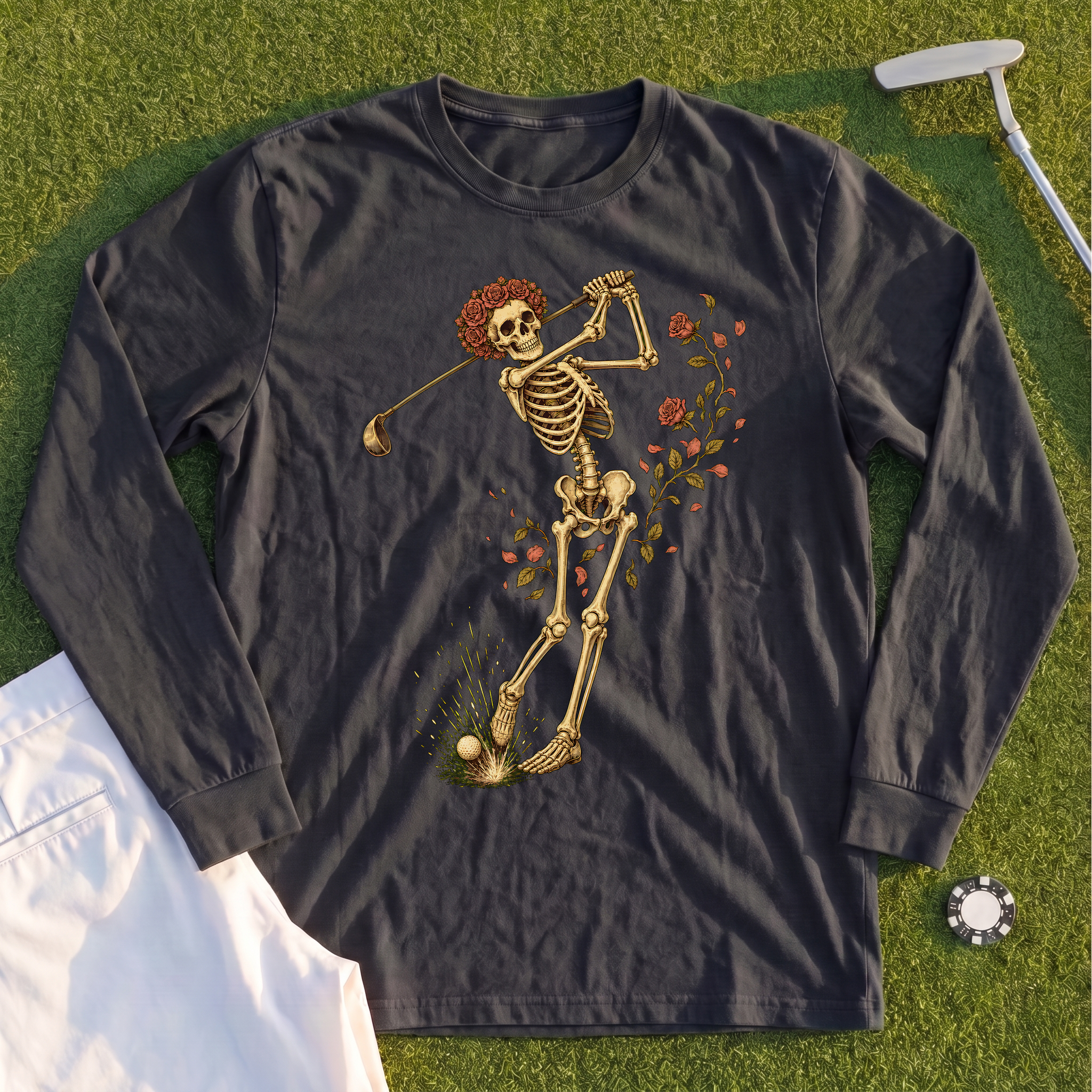 Rose Skeleton Swing Long Sleeve Tee