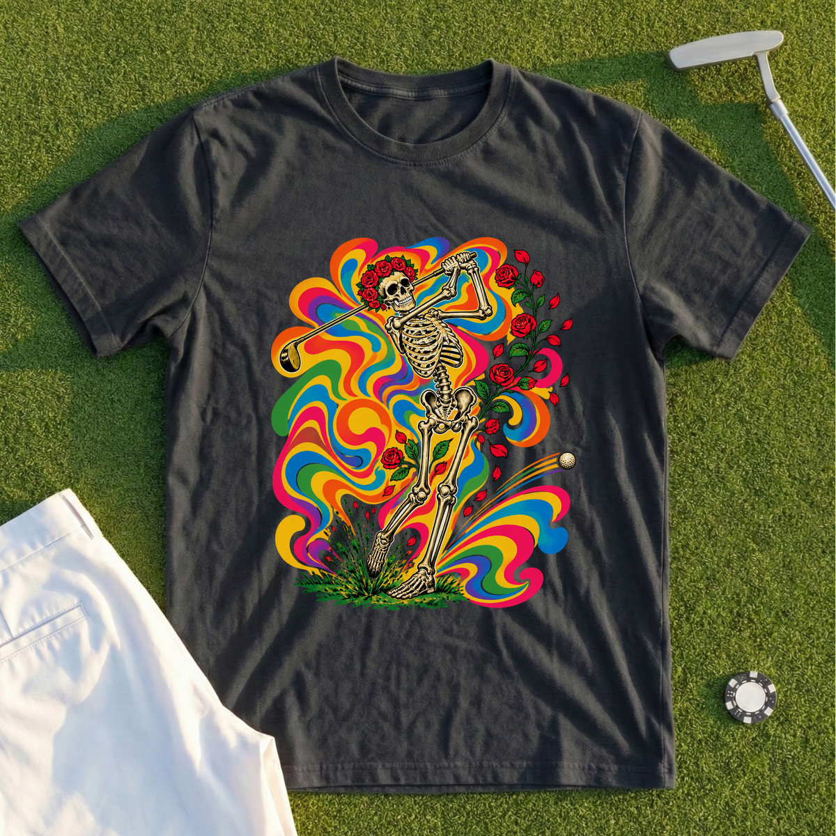 Rose Skeleton Tie Dye Tee
