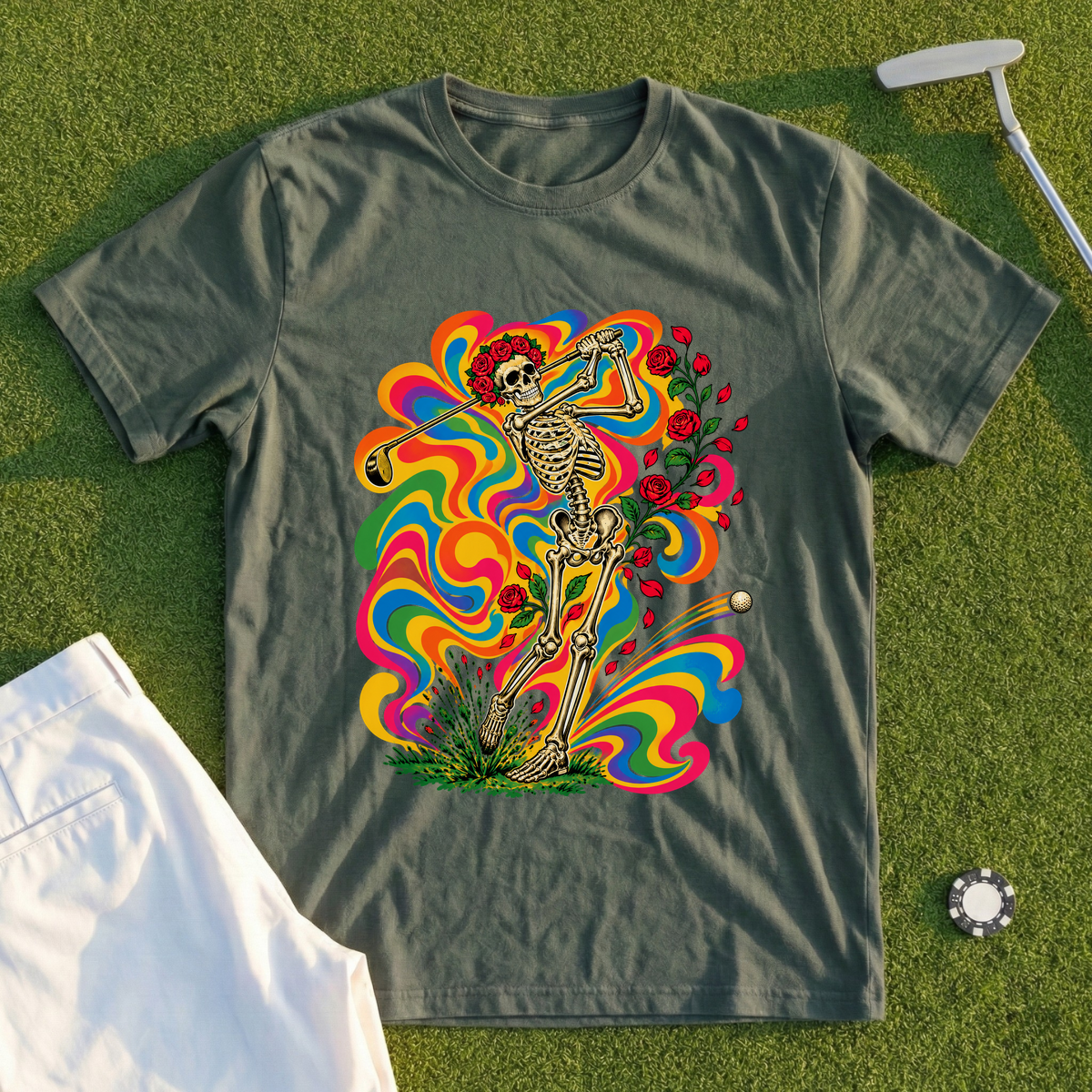 Rose Skeleton Tie Dye Tee