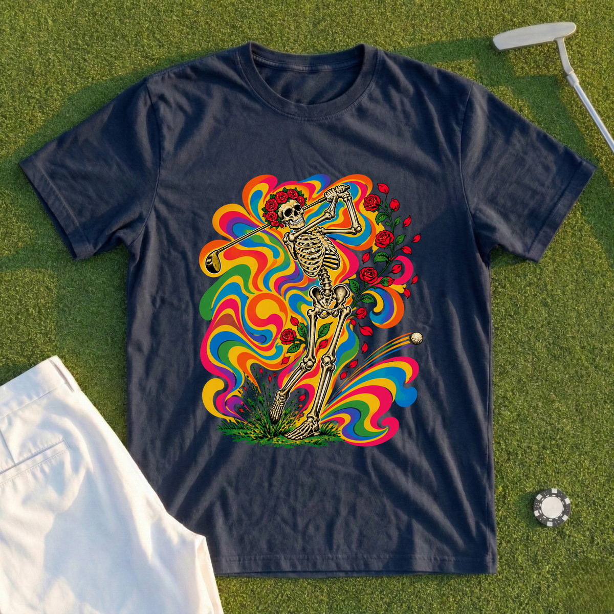 Rose Skeleton Tie Dye Tee