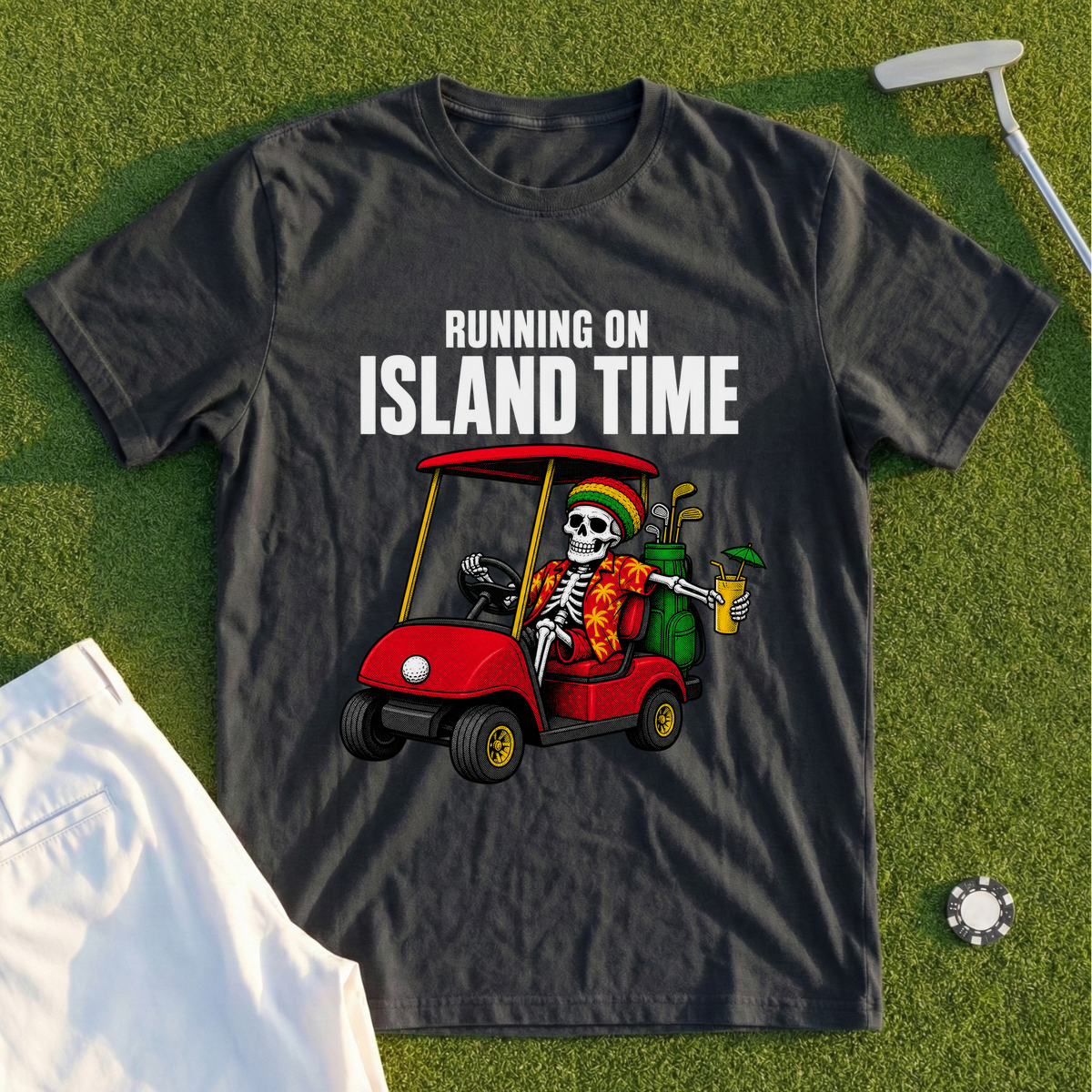 Running On Island Time, Skeleton Cart Tee