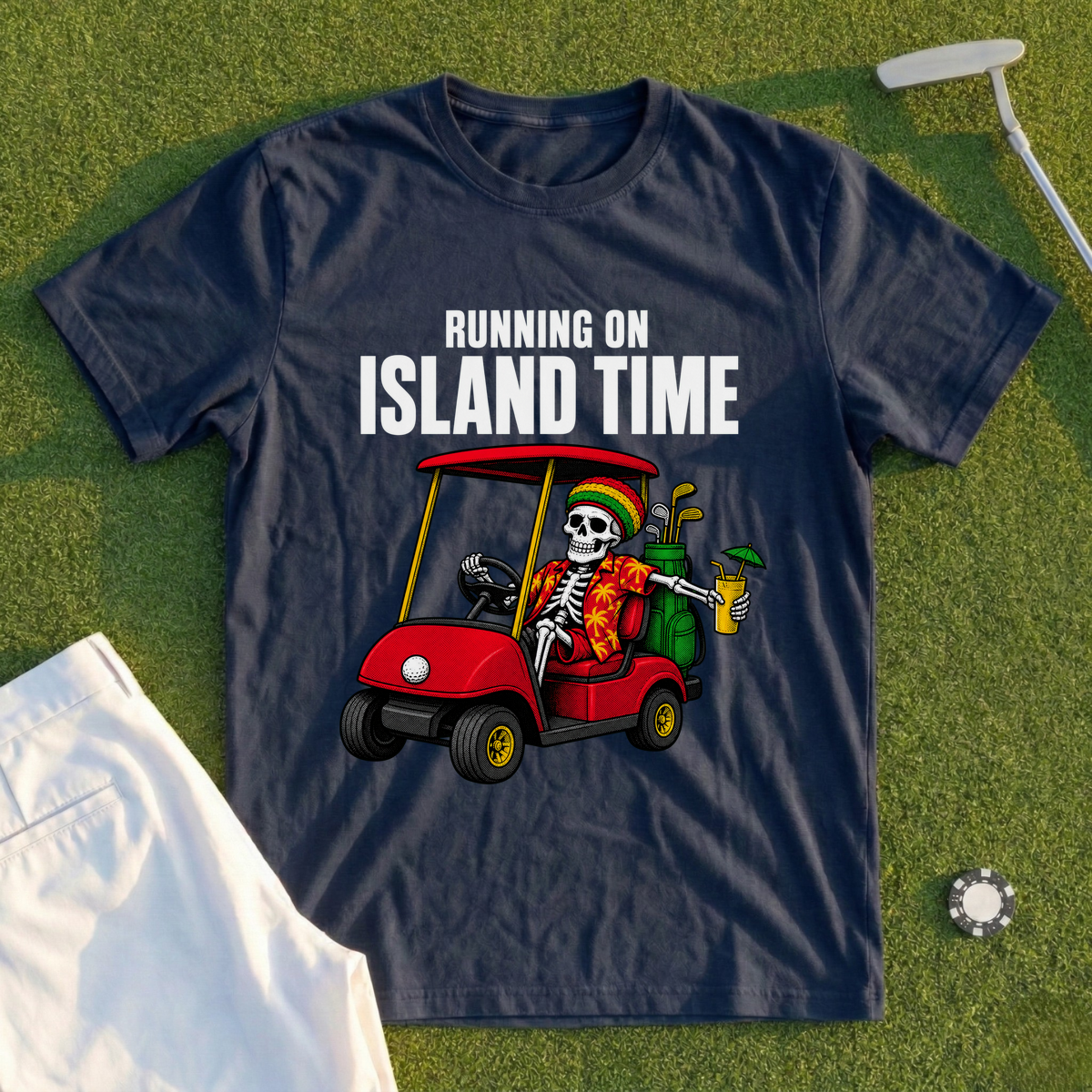 Running On Island Time, Skeleton Cart Tee