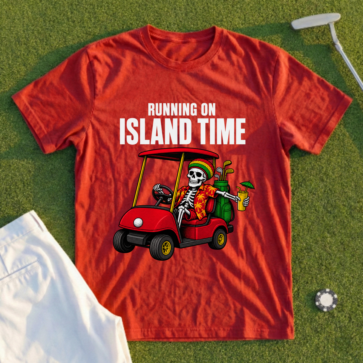 Running On Island Time, Skeleton Cart Tee