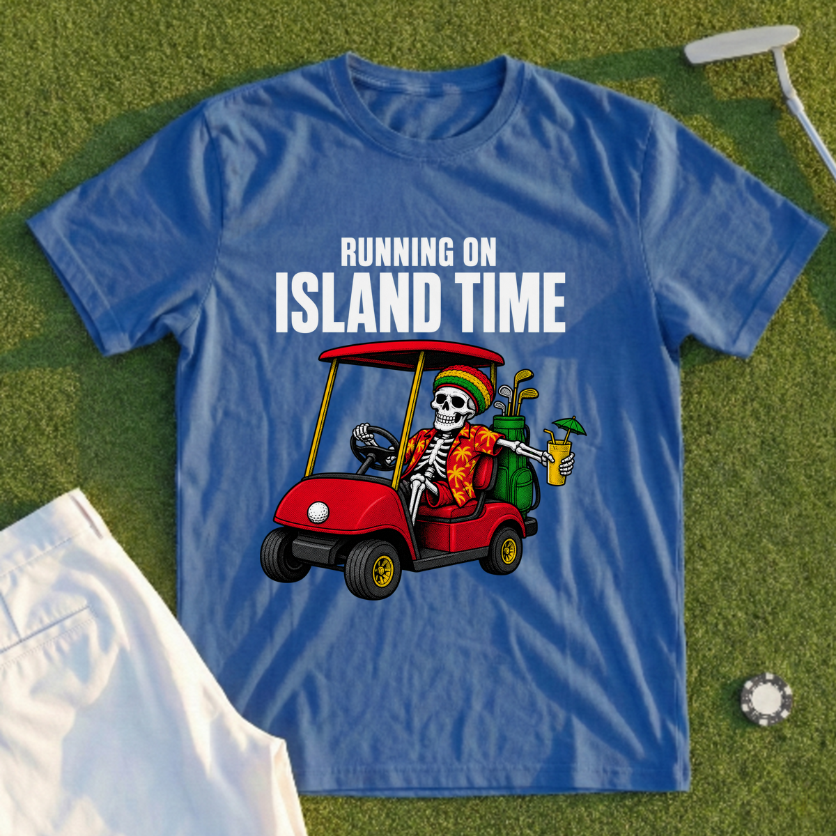 Running On Island Time, Skeleton Cart Tee