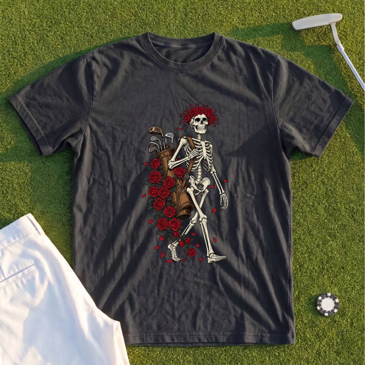 Skeleton Caddie Premium Tee