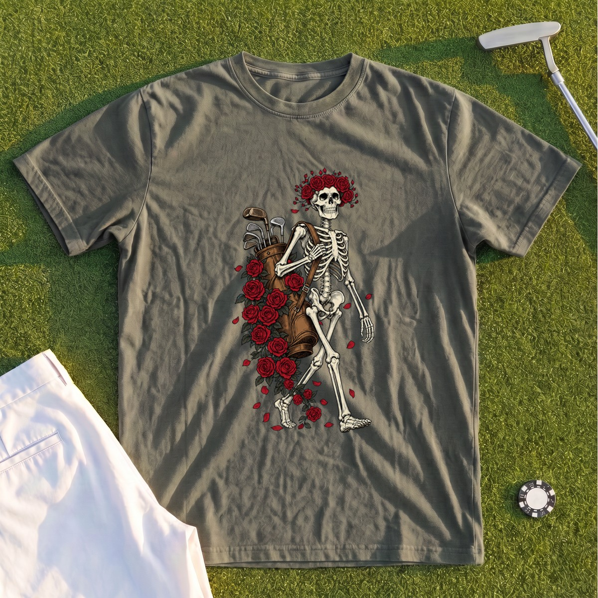 Skeleton Caddie Premium Tee