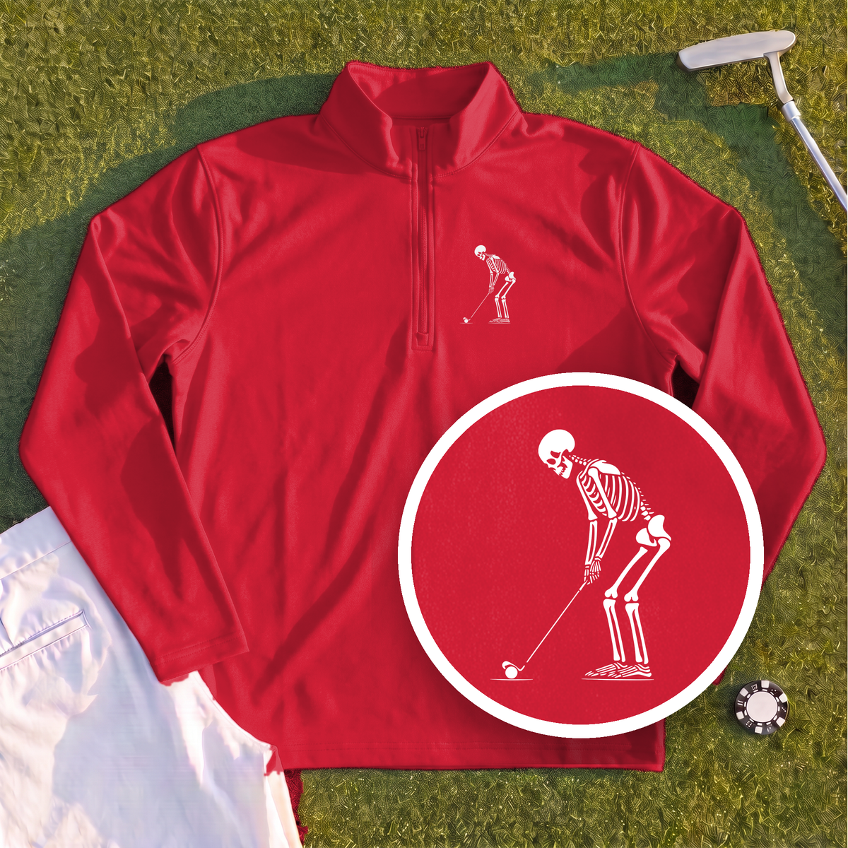 Skeleton Golfer Quarter Zip