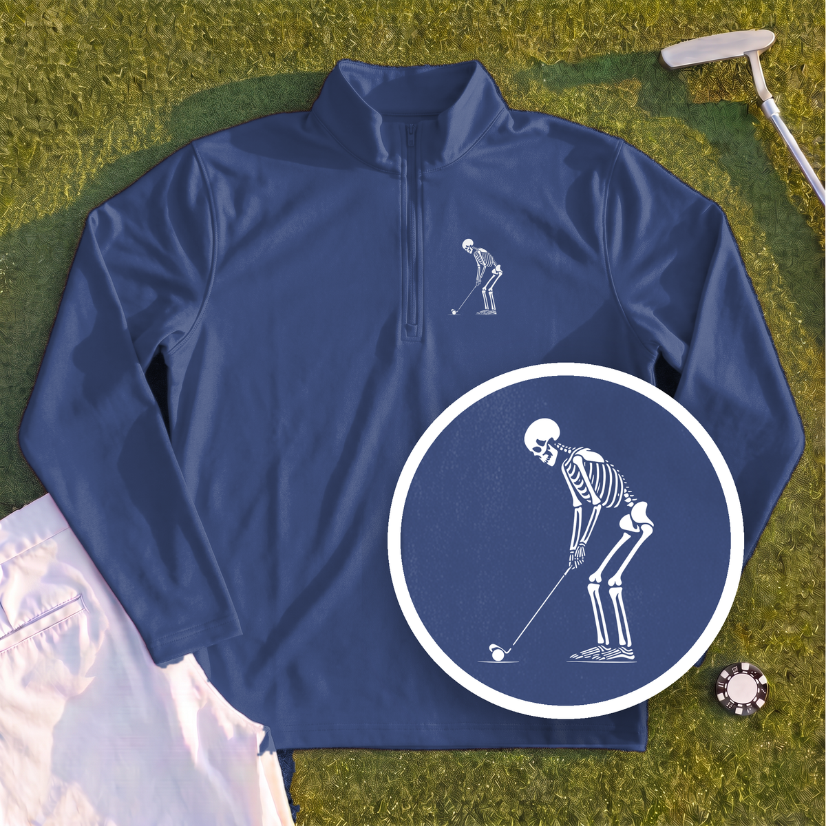 Skeleton Golfer Quarter Zip