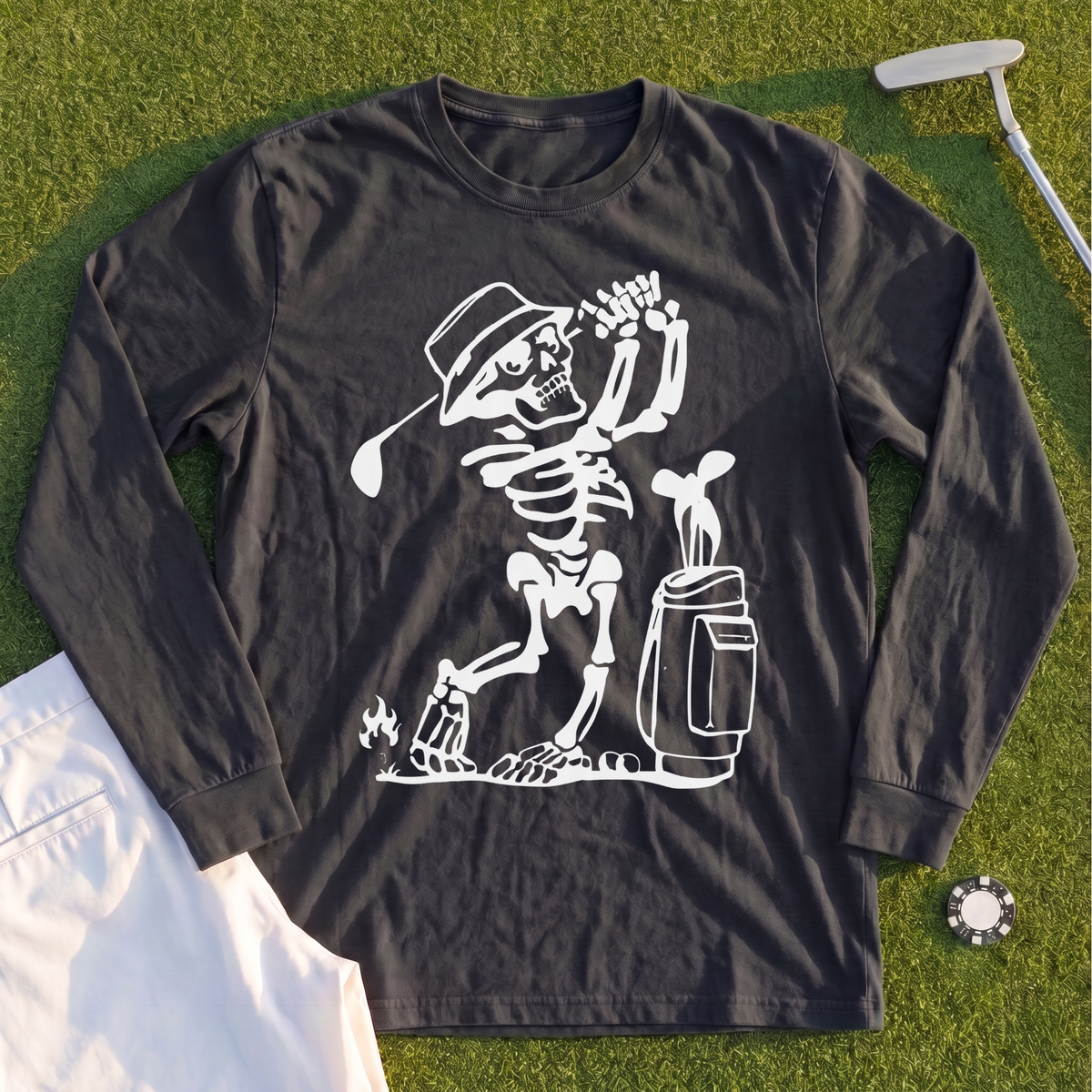 Skeleton Golfing! Long Sleeve Tee