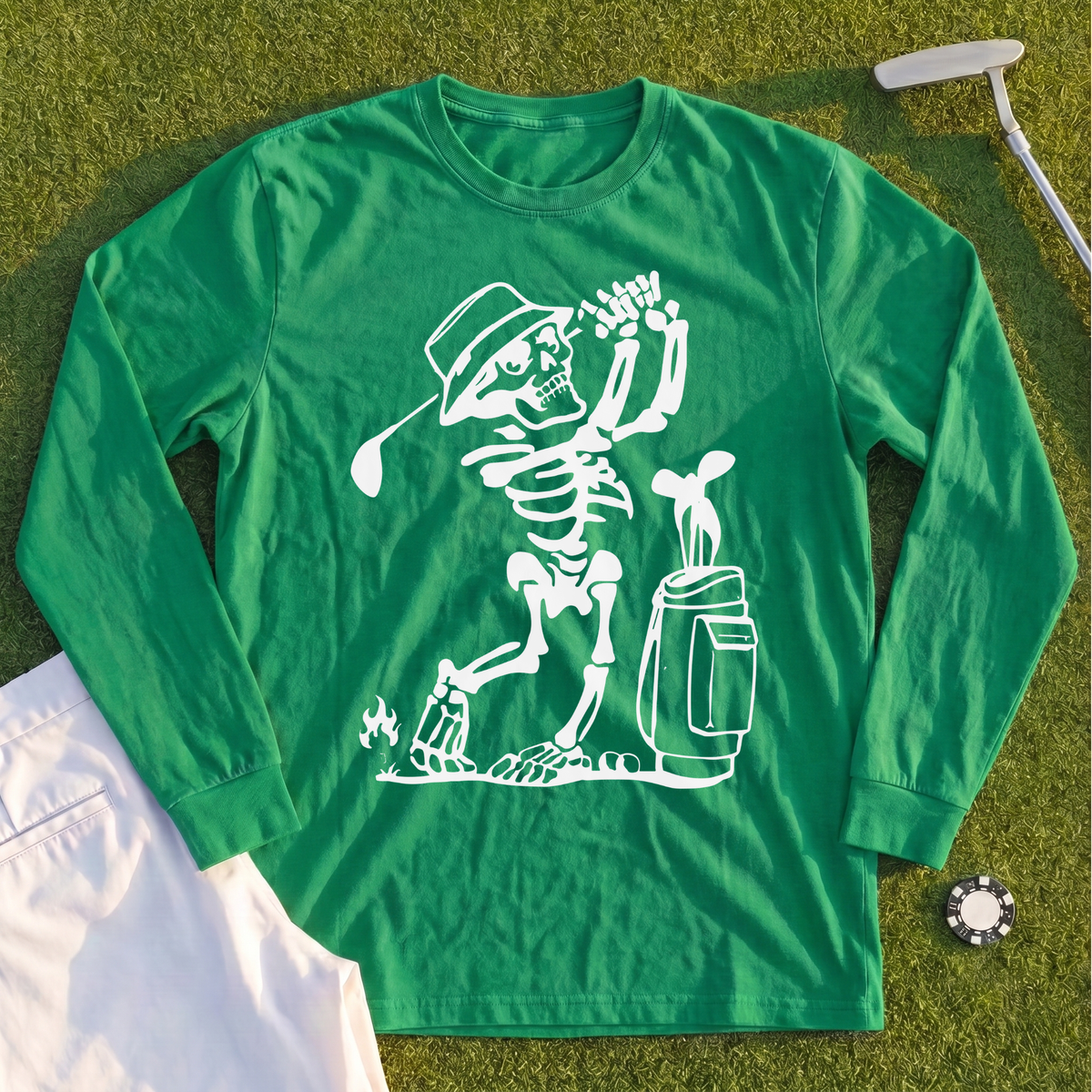 Skeleton Golfing! Long Sleeve Tee