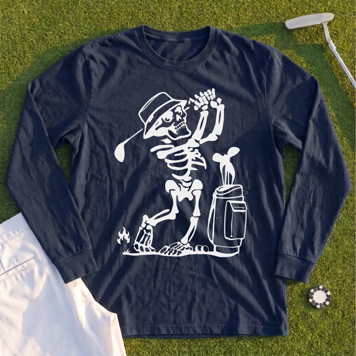 Skeleton Golfing! Long Sleeve Tee