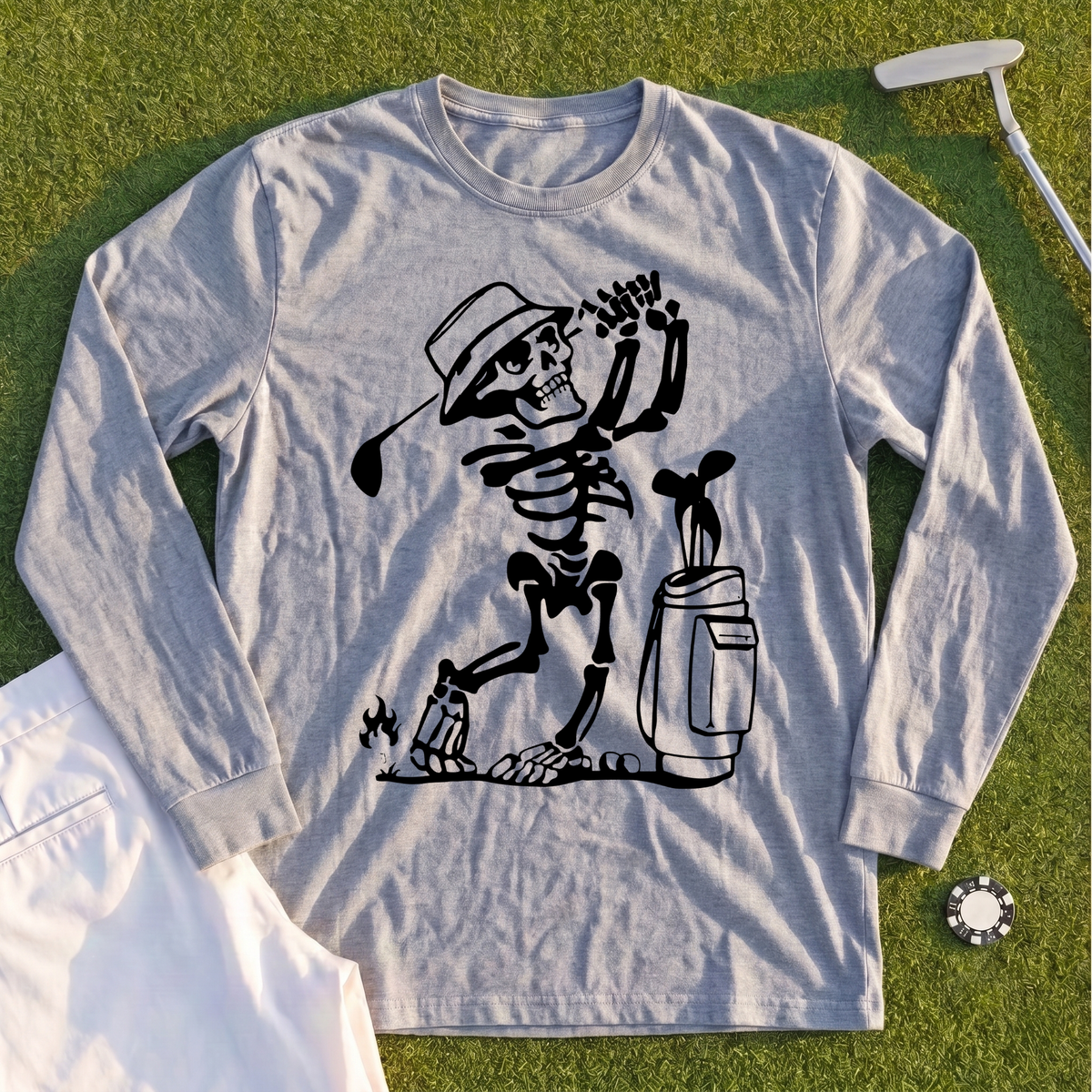 Skeleton Golfing! Long Sleeve Tee