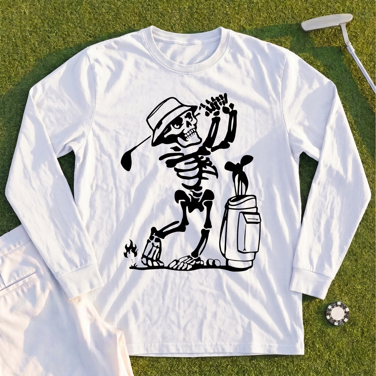 Skeleton Golfing! Long Sleeve Tee