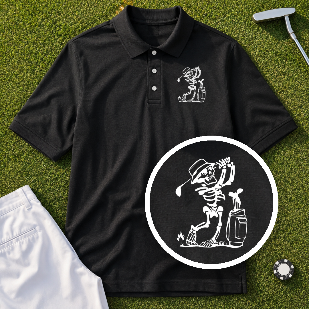 Skeleton Golfing! Performance Polo