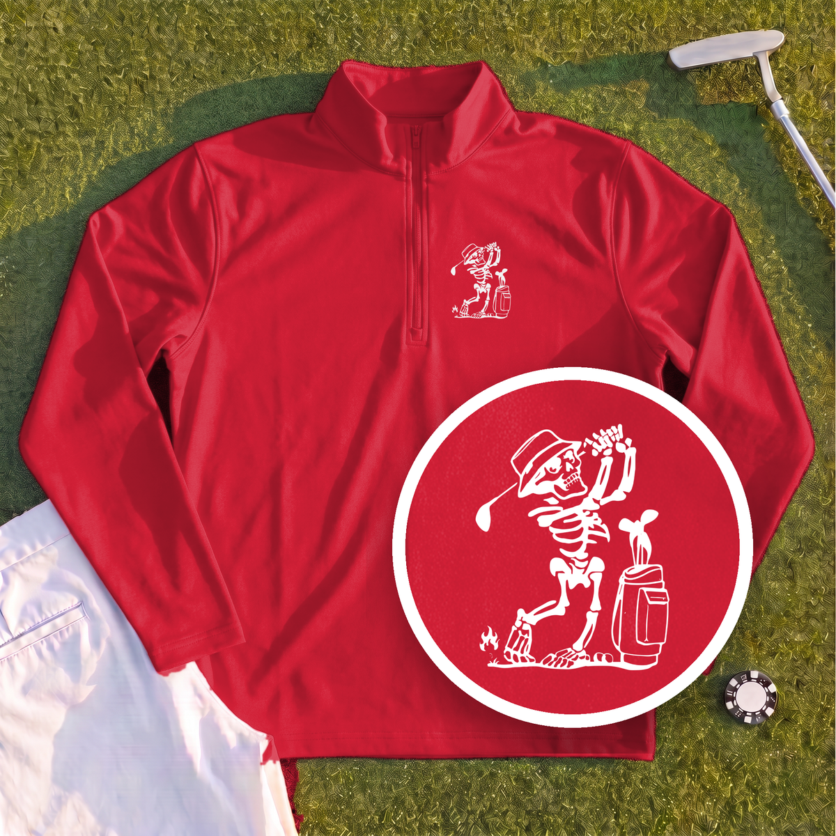Skeleton Golfing! Quarter Zip