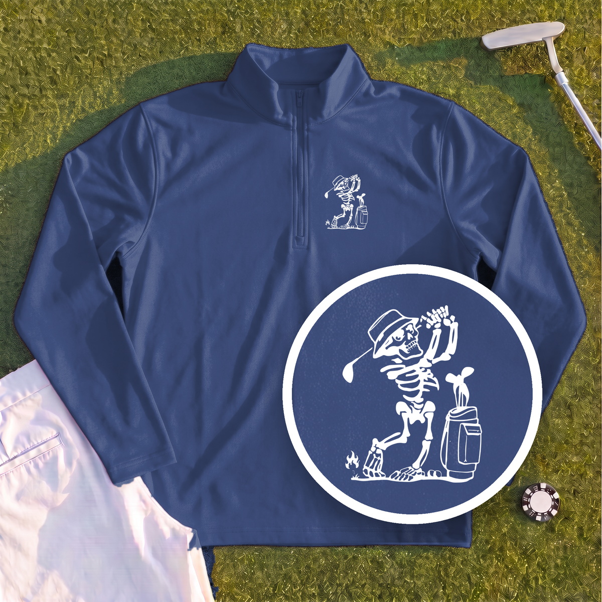 Skeleton Golfing! Quarter Zip