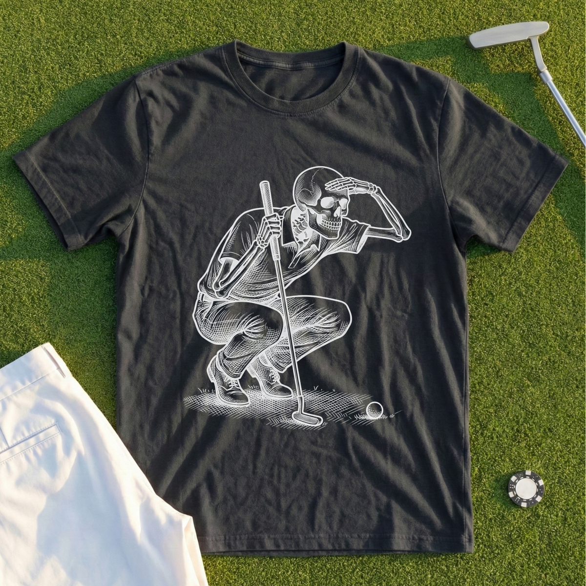 Skeleton, Lining Up The Putt Tee