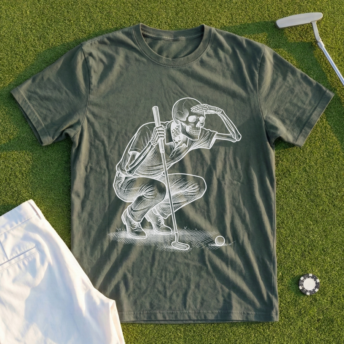 Skeleton, Lining Up The Putt Tee