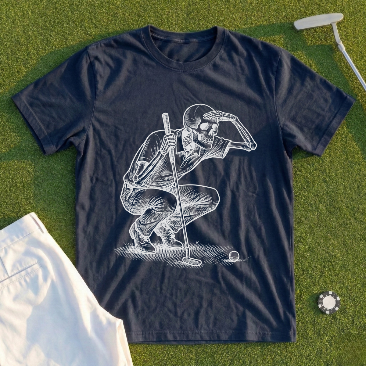 Skeleton, Lining Up The Putt Tee